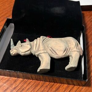 Wood rhino ornament